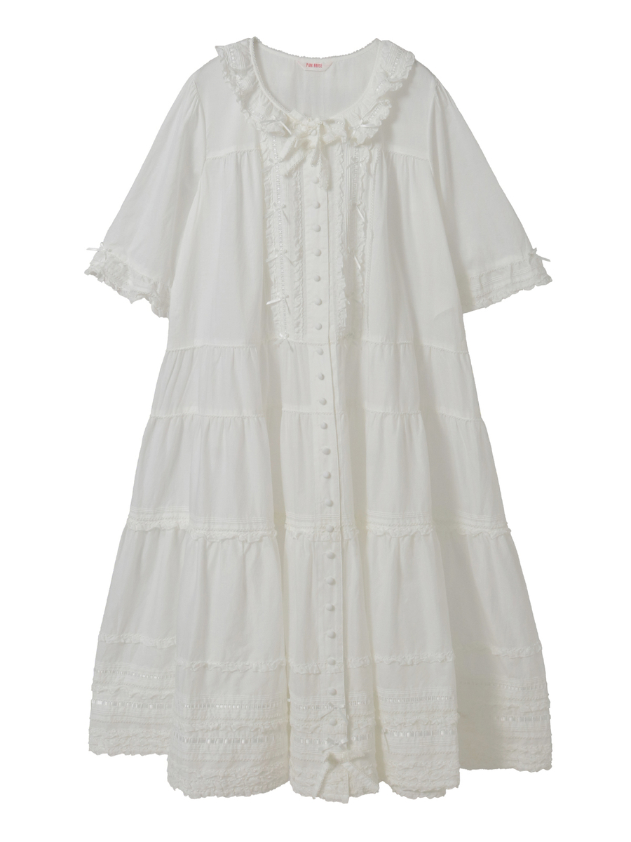 ミニリボンいっぱいティアードワンピース 詳細画像 シロ 1