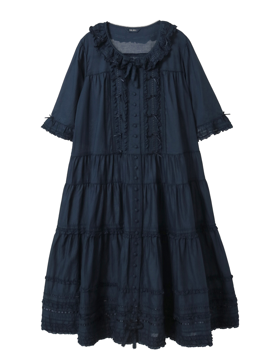 ミニリボンいっぱいティアードワンピース 詳細画像 ネイビー 1