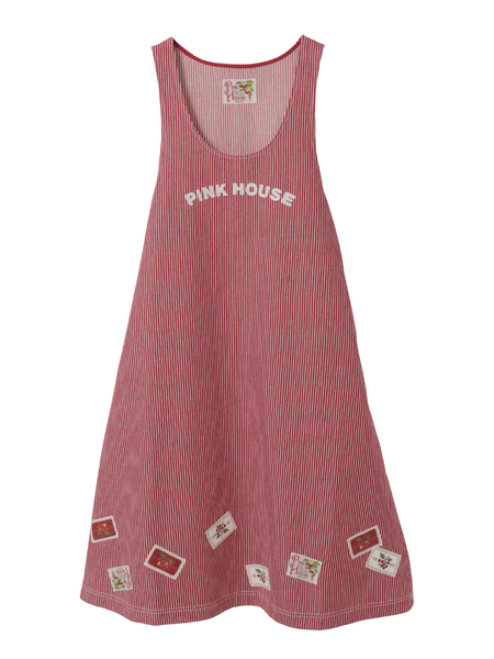 ネームワッペンいっぱいヒッコリージャンパースカート