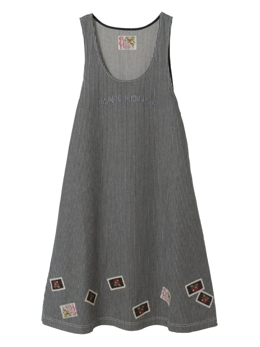 ネームワッペンいっぱいヒッコリージャンパースカート 詳細画像 クロ 1