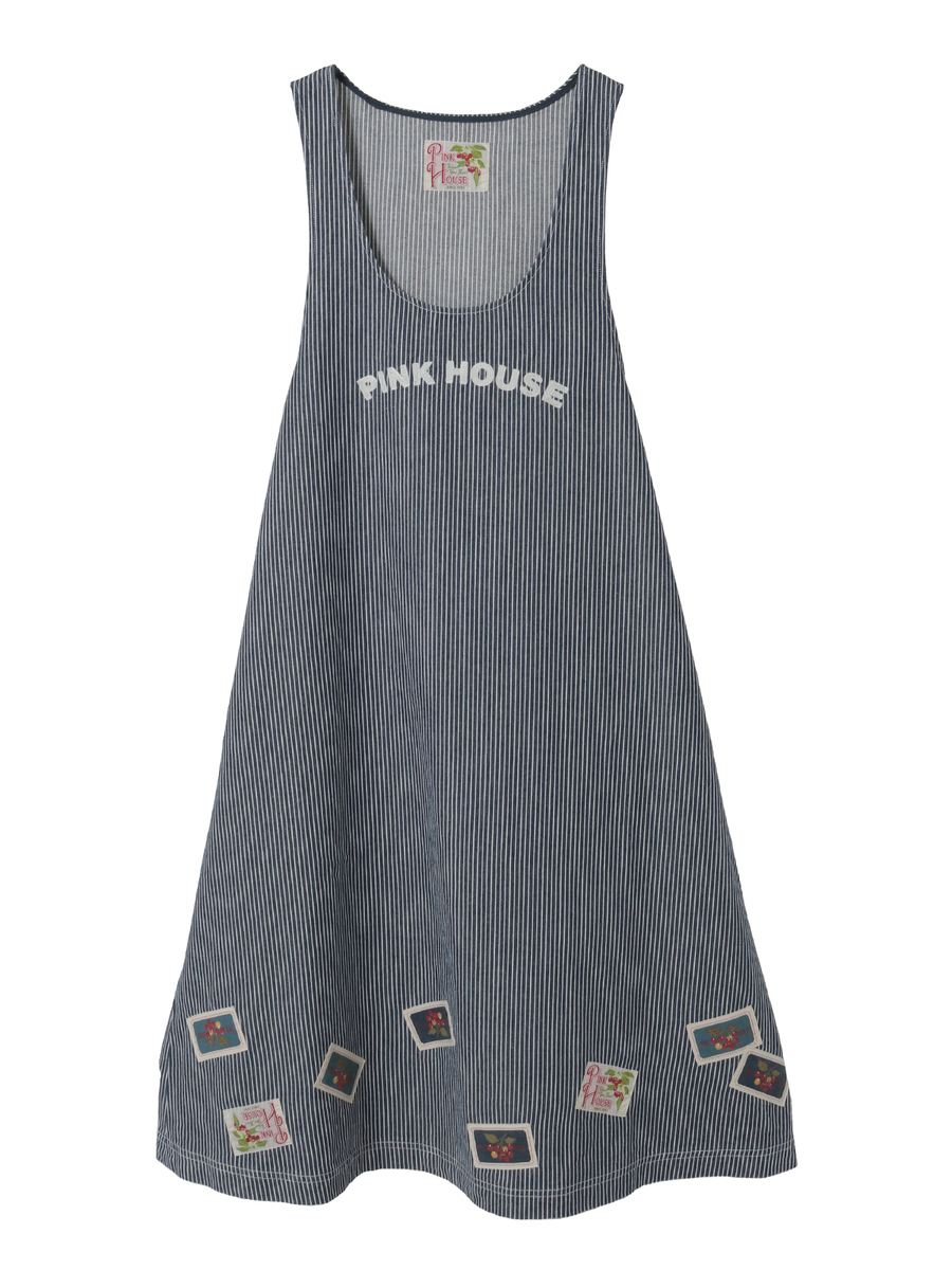 ネームワッペンいっぱいヒッコリージャンパースカート 詳細画像 インディゴ 1