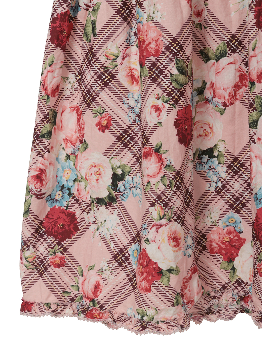 フラワーチェックプリントミディワンピース 詳細画像 ブルー 11