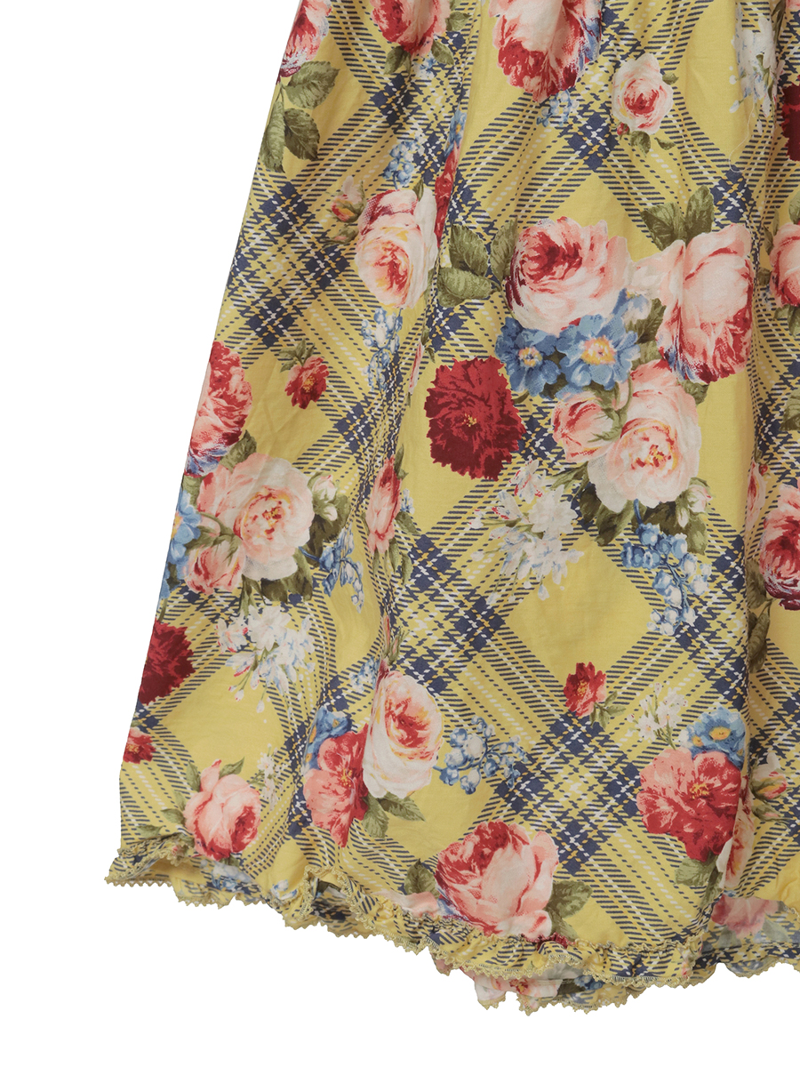 フラワーチェックプリントミディワンピース 詳細画像 ブルー 15