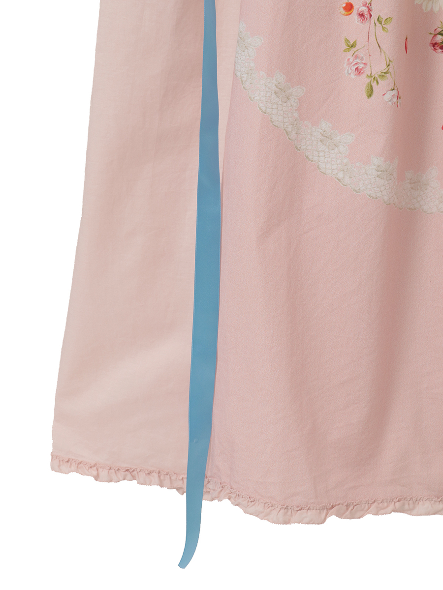 トロンプルイユラビットプリント使いローンワンピース 詳細画像 ピンク 6