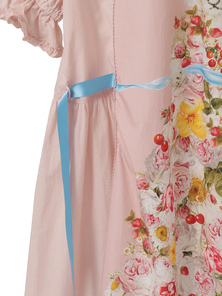 トロンプルイユラビットプリント使いローンワンピース 詳細画像 ピンク 7