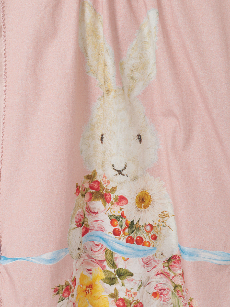 トロンプルイユラビットプリント使いローンワンピース 詳細画像 ピンク 8
