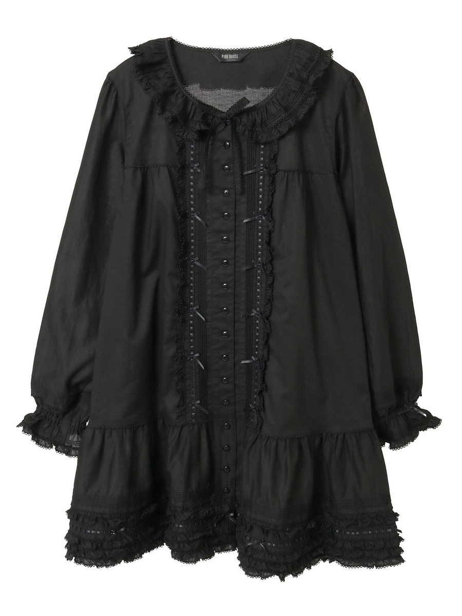 ローンチュニックブラウス 詳細画像 クロ 1