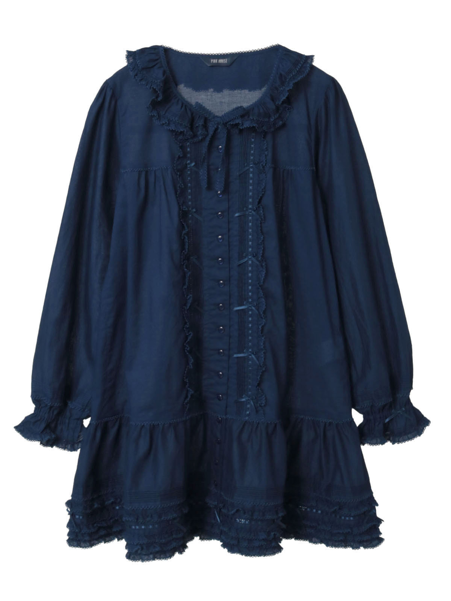 ローンチュニックブラウス 詳細画像 ネイビー 1