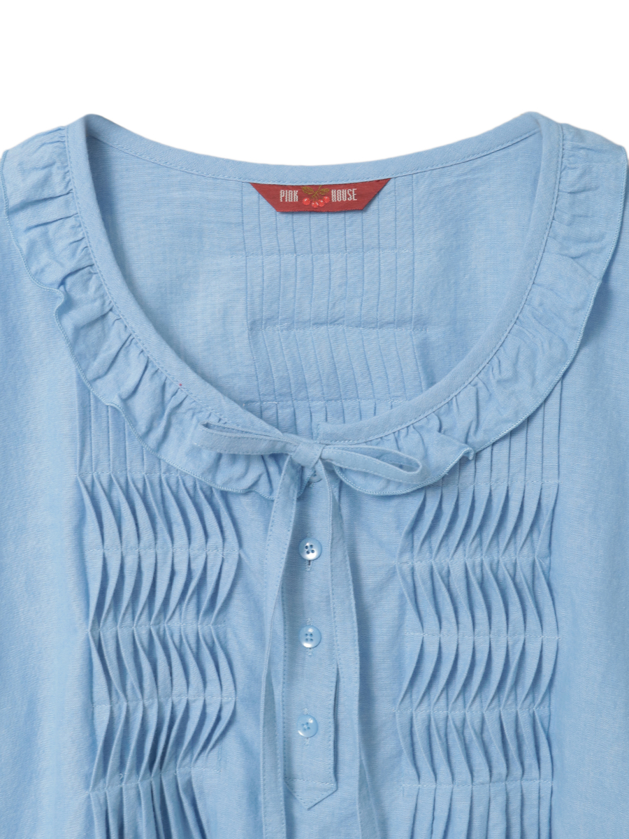 ネームワッペン使いダンガリーチュニックブラウス 詳細画像 アカ 3