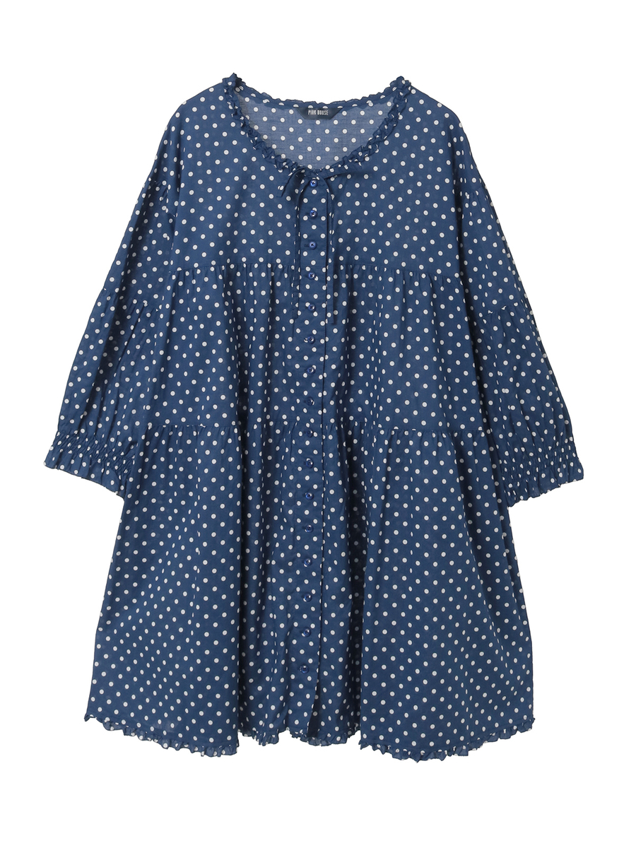 水玉プリントチュニックブラウス 詳細画像 クロ&times;シロ 1