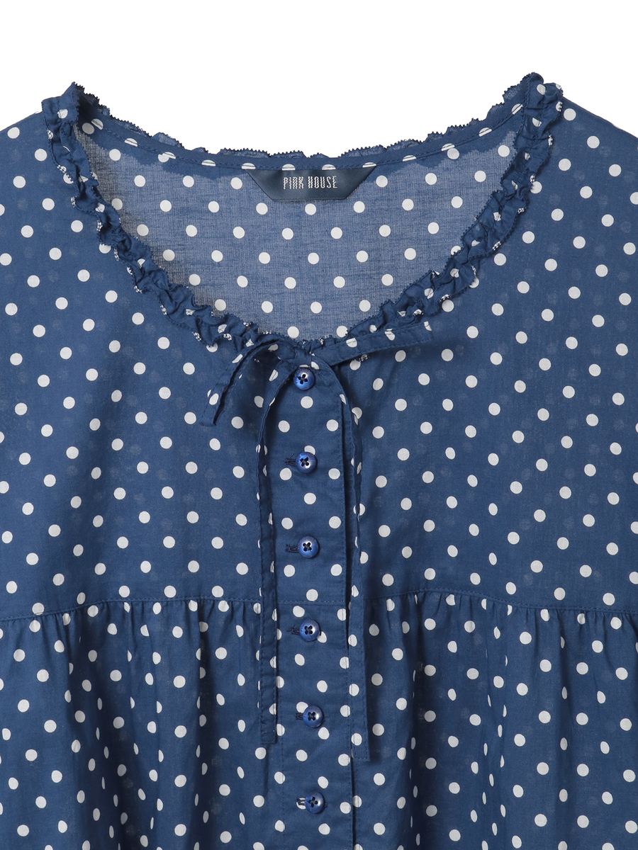 水玉プリントチュニックブラウス 詳細画像 クロ&times;シロ 3