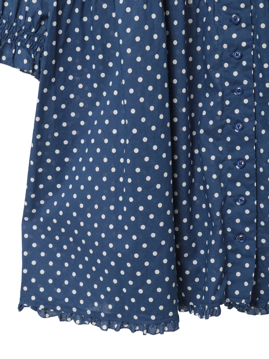 水玉プリントチュニックブラウス 詳細画像 クロ&times;シロ 5