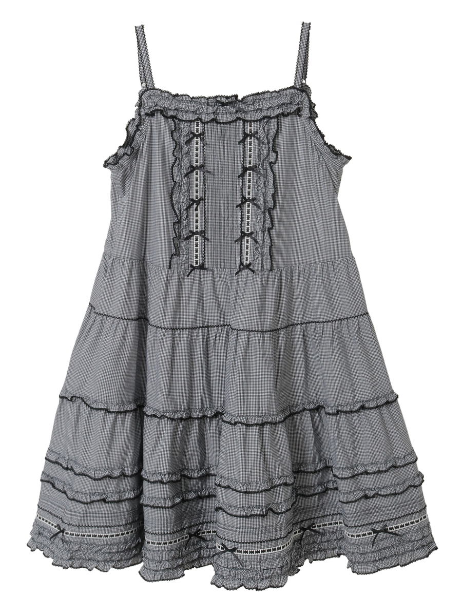 フリル使いキャミソールチュニックブラウス 詳細画像 クロ 1