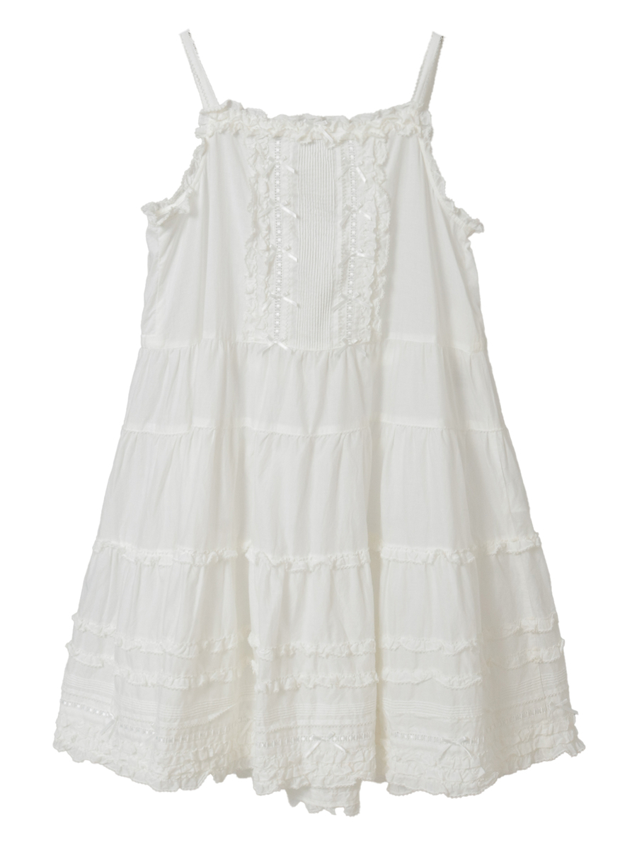 フリル使いキャミソールチュニックブラウス 詳細画像 シロ無地 1