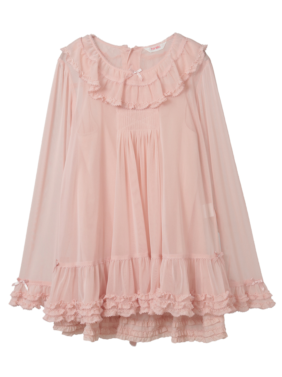 ソフトチュールチュニックブラウス 詳細画像 ピンク 1