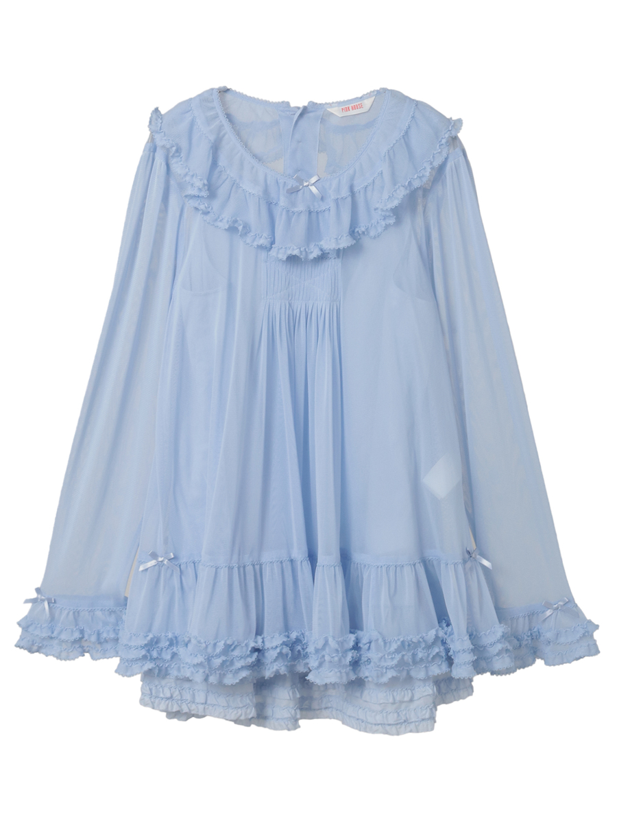 ソフトチュールチュニックブラウス 詳細画像 アクアマリン 1