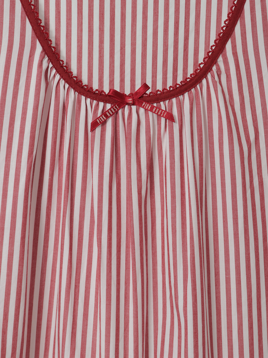 ストライプノースリーブチュニックブラウス 詳細画像 アカ 8