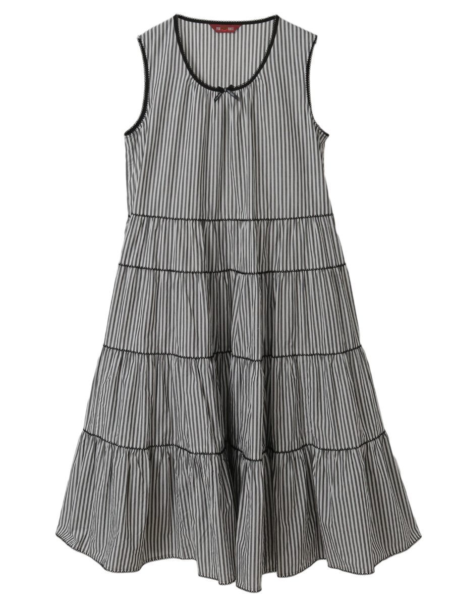 ストライプノースリーブチュニックブラウス 詳細画像 クロ 1