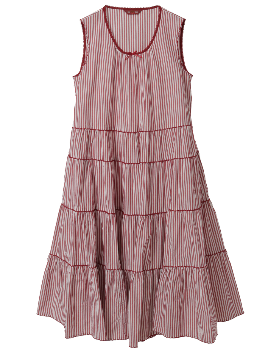 ストライプノースリーブチュニックブラウス 詳細画像 アカ 1