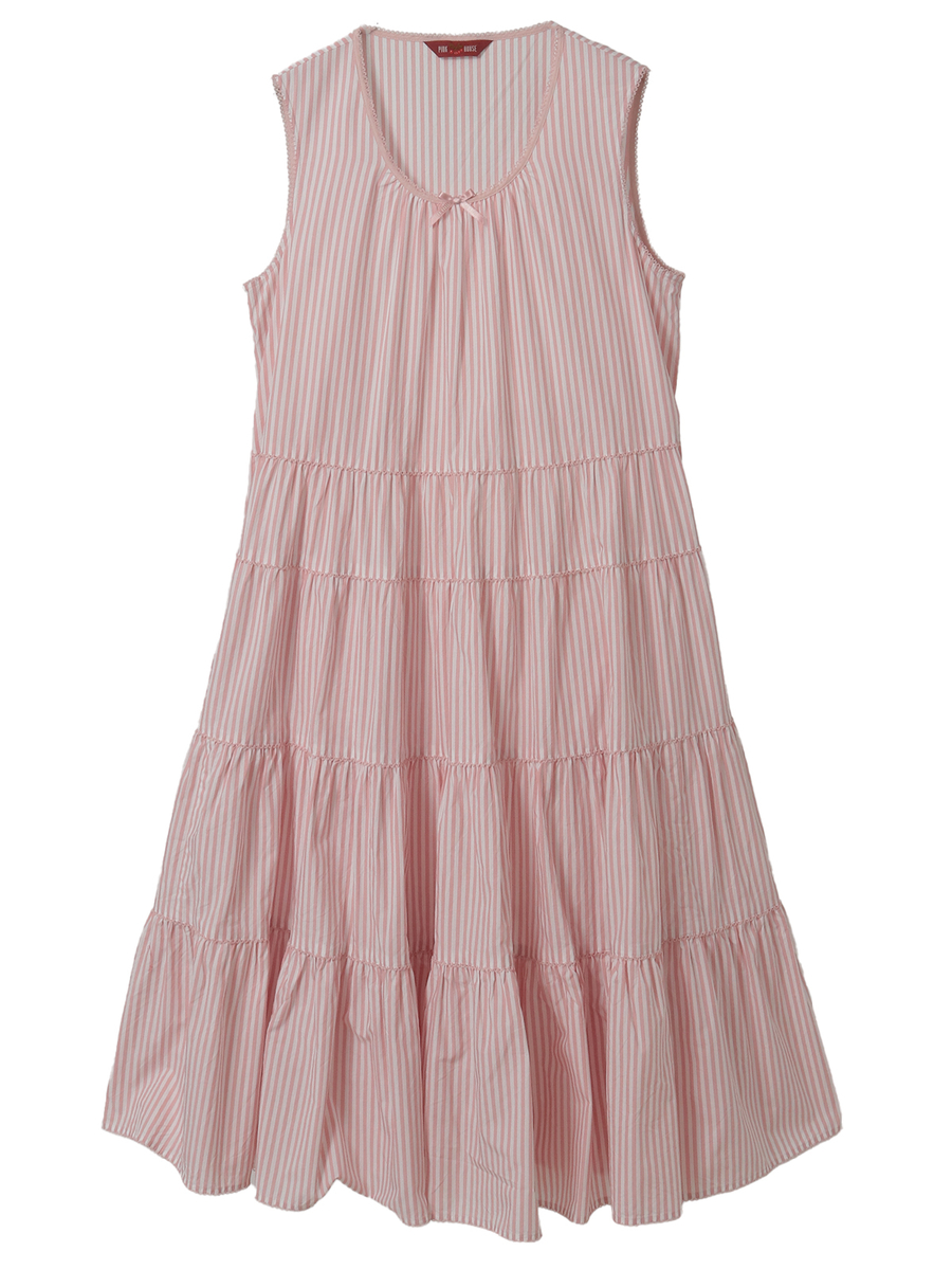 ストライプノースリーブチュニックブラウス 詳細画像 ピンク 1