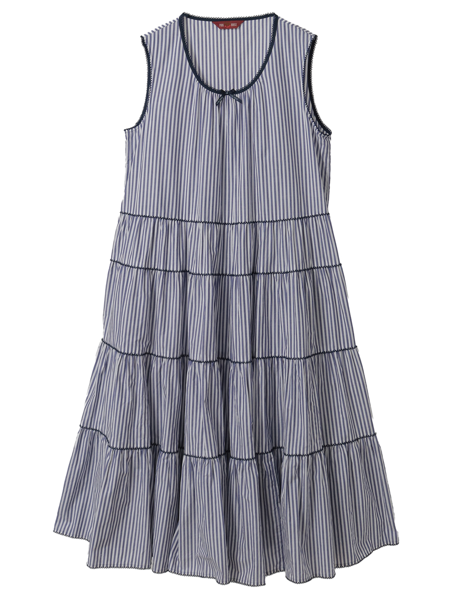 ストライプノースリーブチュニックブラウス 詳細画像 ネイビー 1