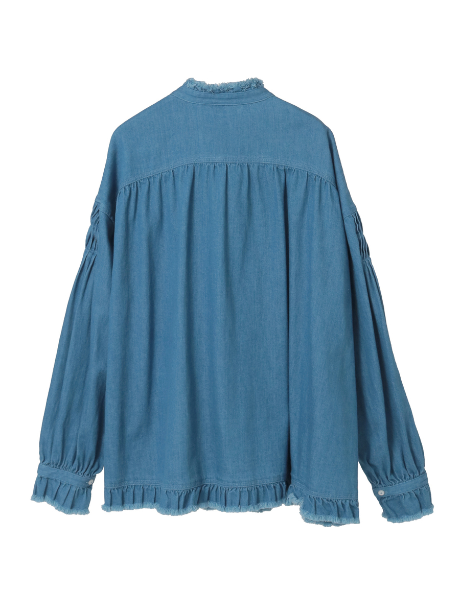 ムラ糸デニムシャツブラウス 詳細画像 クロ 2