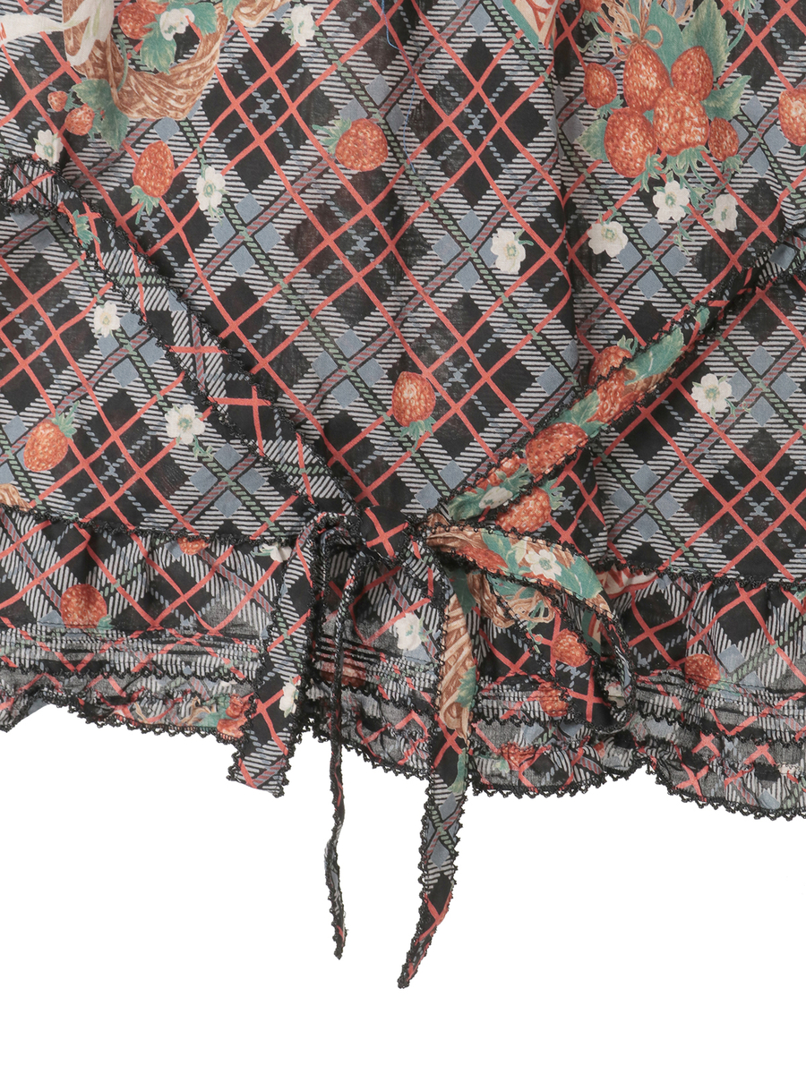 苺リースプリントノースリーブブラウス 詳細画像 クロ 6