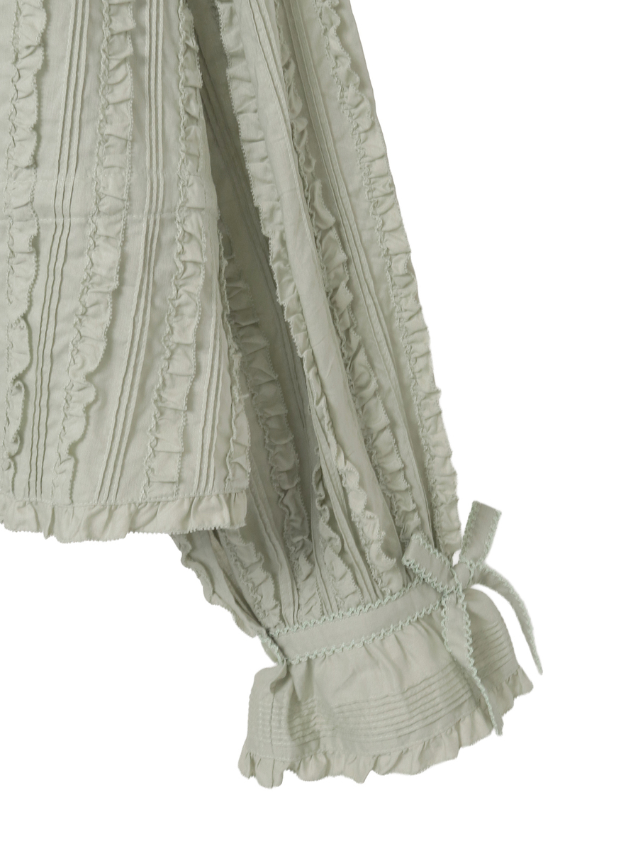 フリル使いローンブラウス 詳細画像 ブルーグレー 4