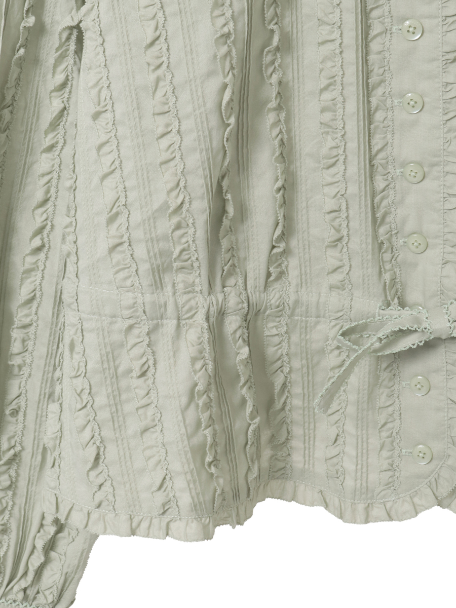 フリル使いローンブラウス 詳細画像 ブルーグレー 5