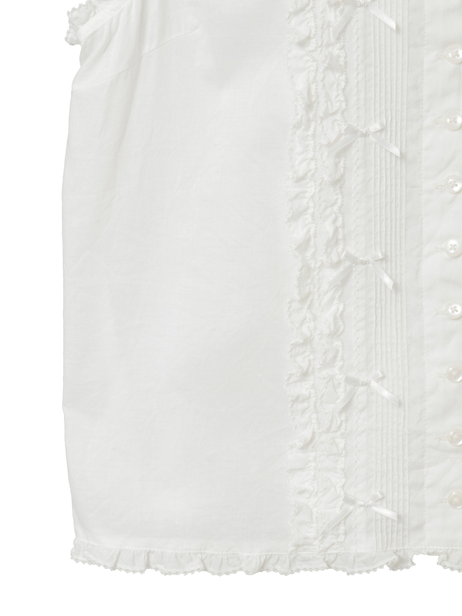 フリル使いノースリーブブラウス 詳細画像 ネイビー&times;シロ 10