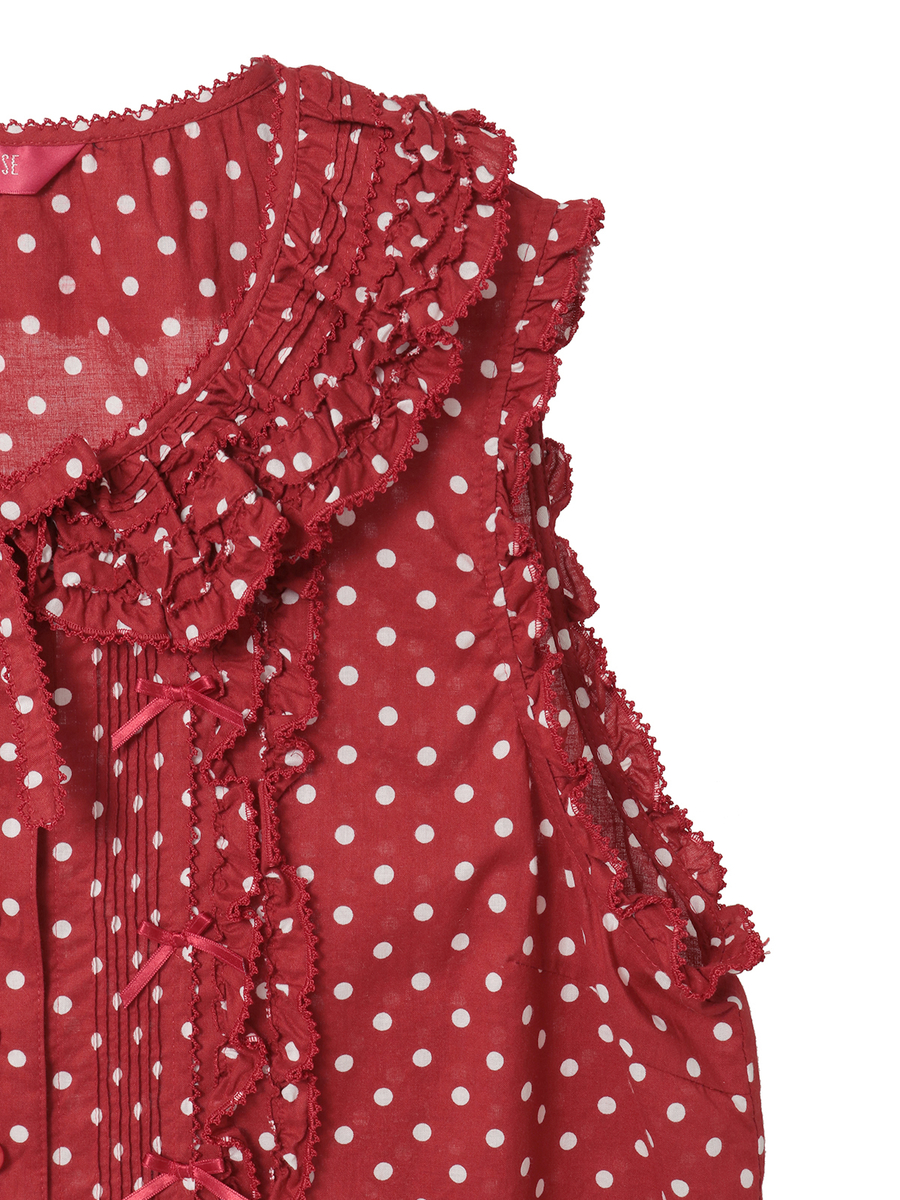 フリル使いノースリーブブラウス 詳細画像 ネイビー&times;シロ 4