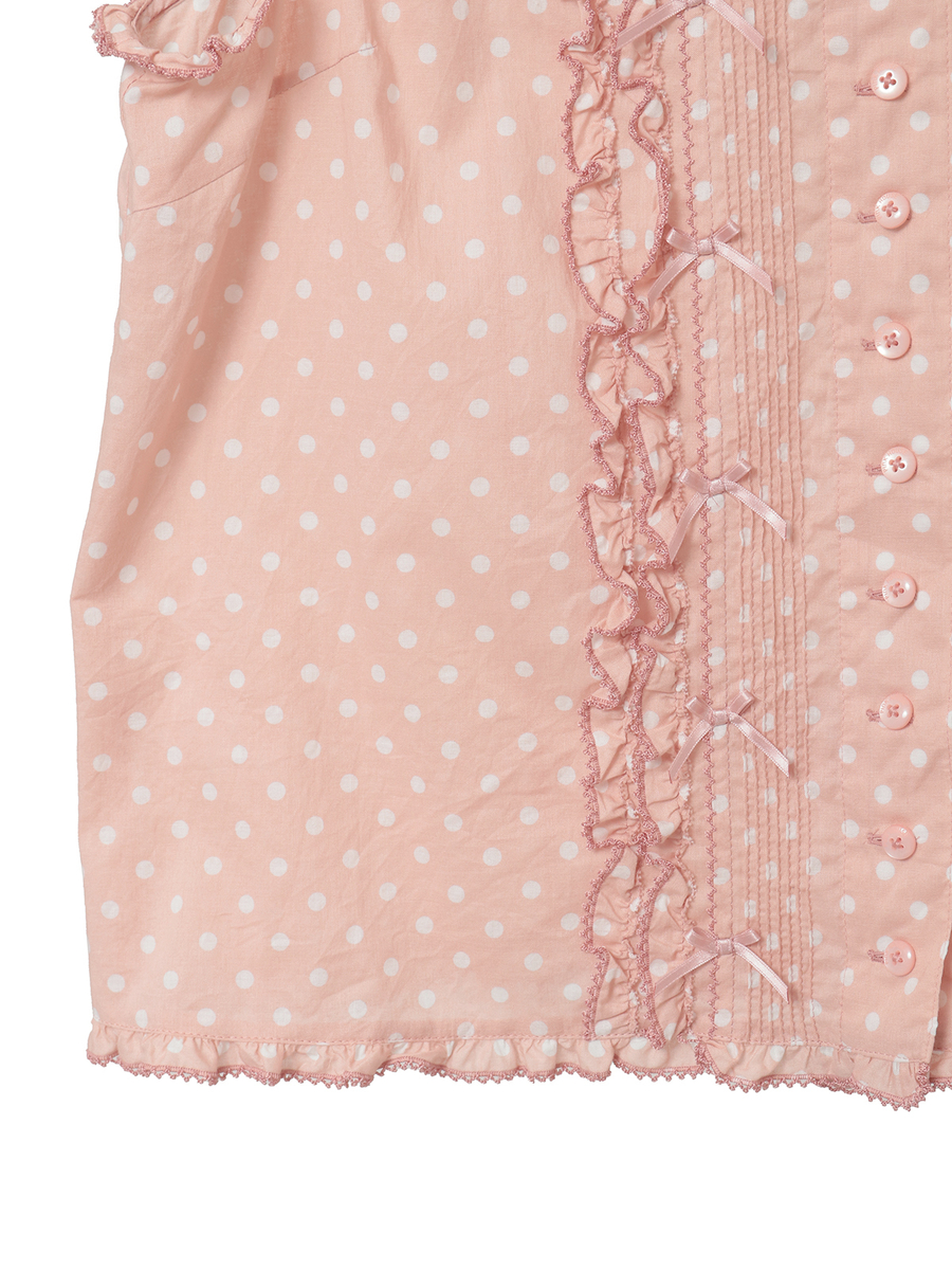 フリル使いノースリーブブラウス 詳細画像 ネイビー&times;シロ 8