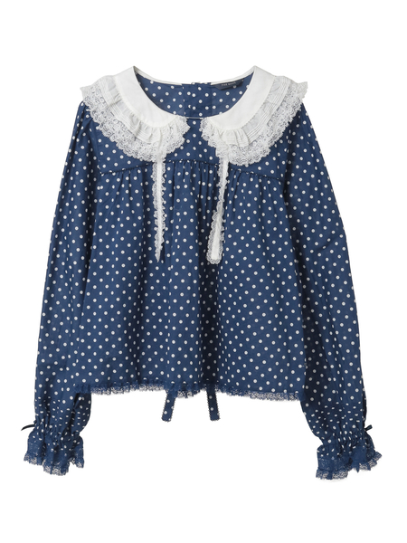 レース使い襟付きブラウス