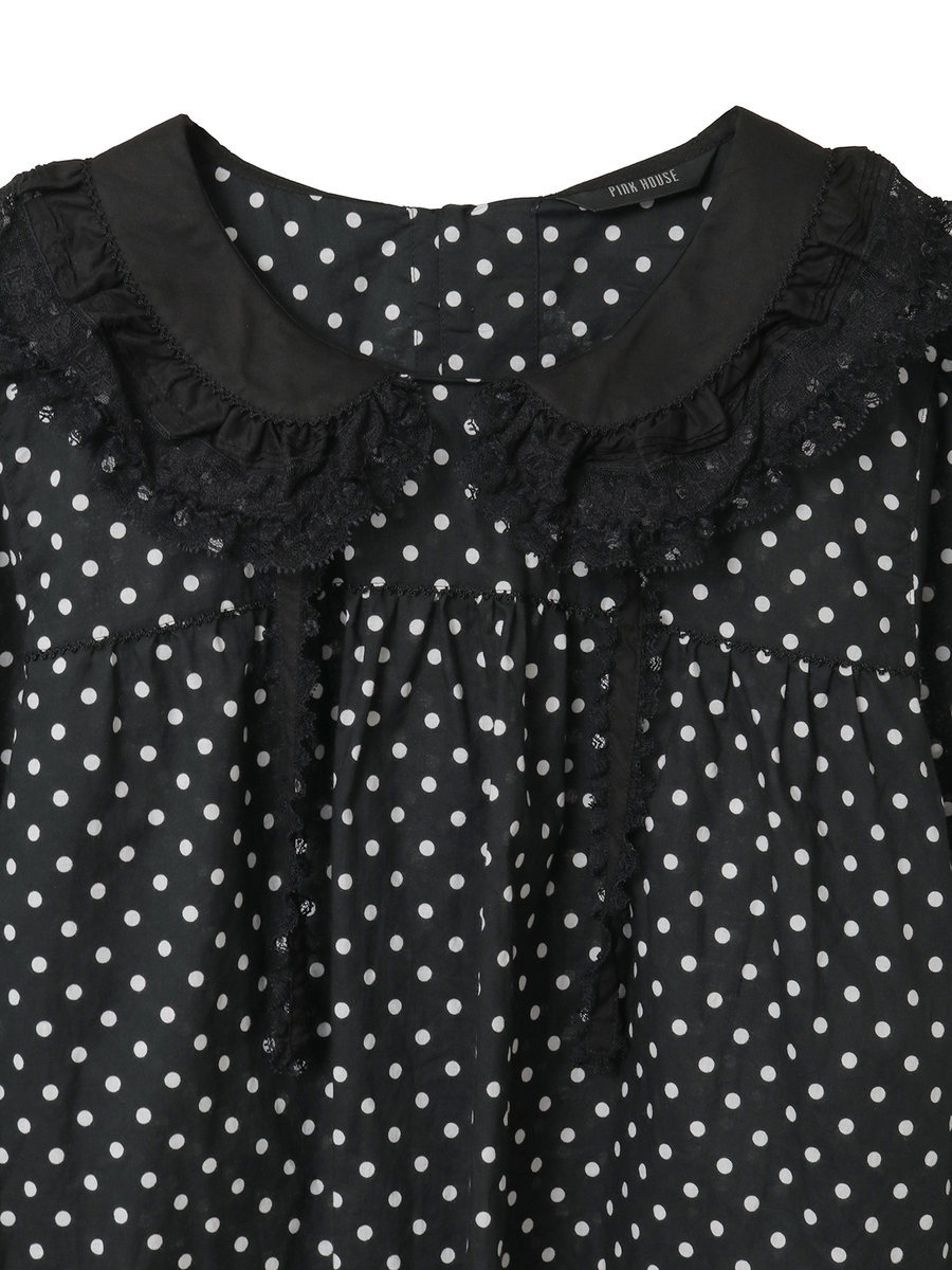 レース使い襟付きブラウス 詳細画像 ネイビー&times;シロ 10