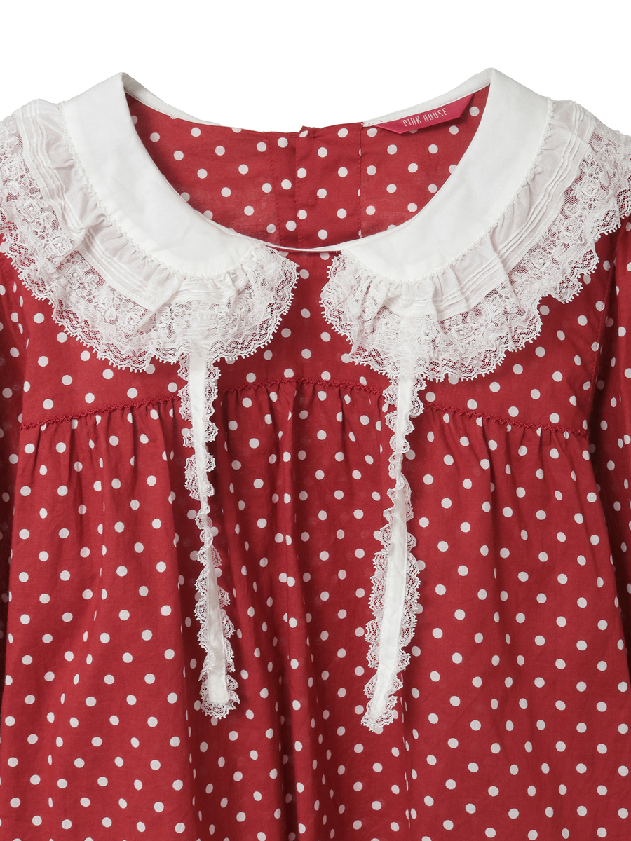 レース使い襟付きブラウス 詳細画像 ネイビー&times;シロ 11