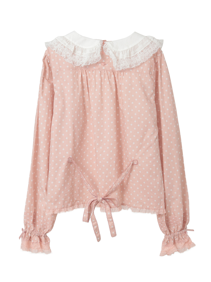 レース使い襟付きブラウス 詳細画像 ネイビー&times;シロ 2