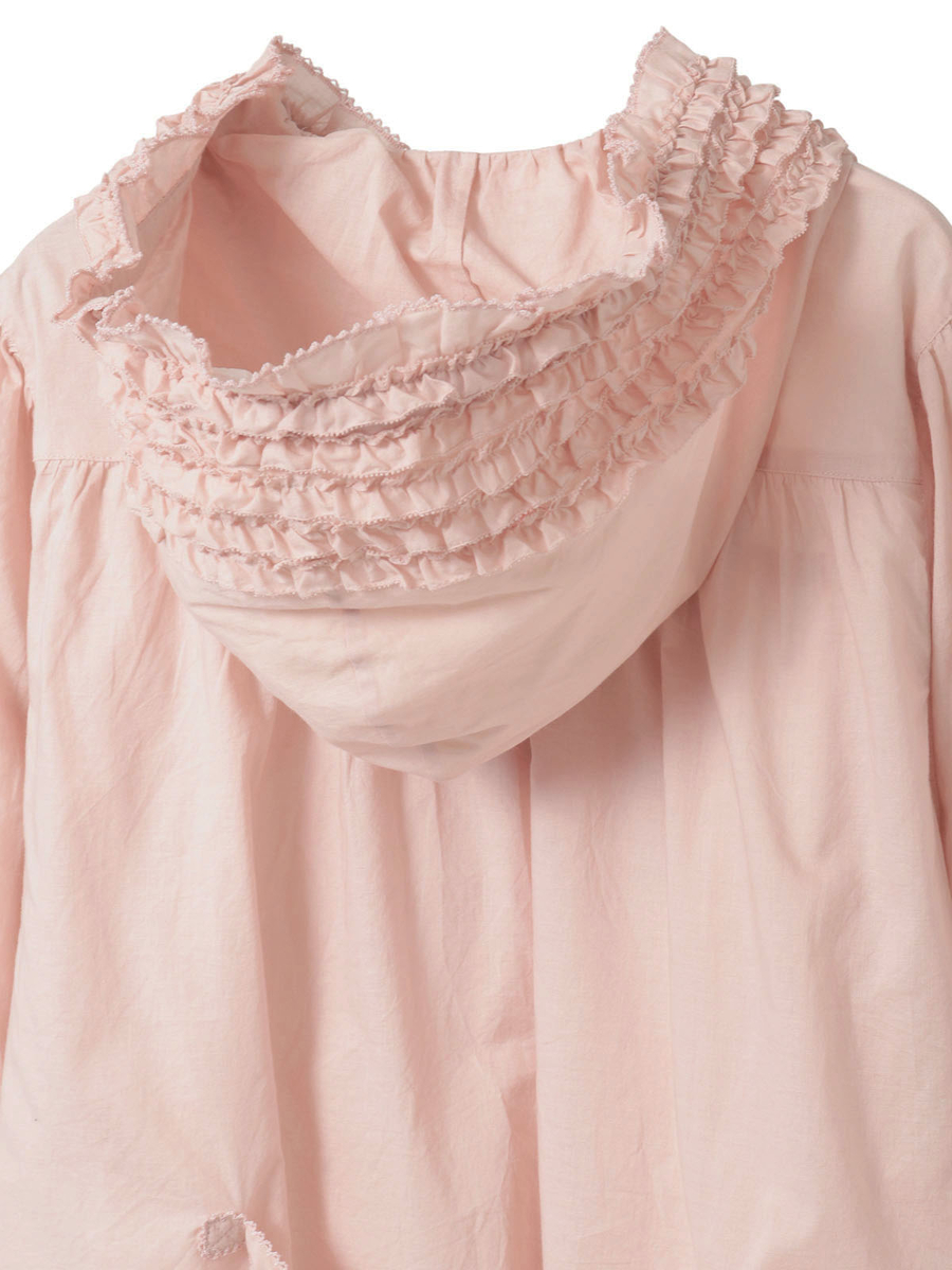 フリル使いローンフードブラウス 詳細画像 ピンク 4
