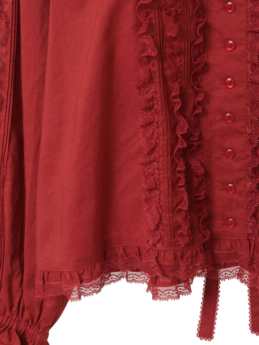 レース＆リボン使いローンブラウス 詳細画像 アカ 11