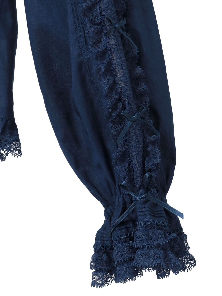 レース＆リボン使いローンブラウス 詳細画像 アカ 14