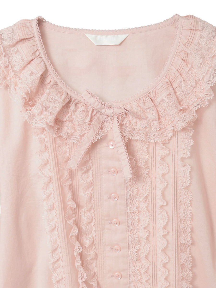 レース＆リボン使いローンブラウス 詳細画像 アカ 3