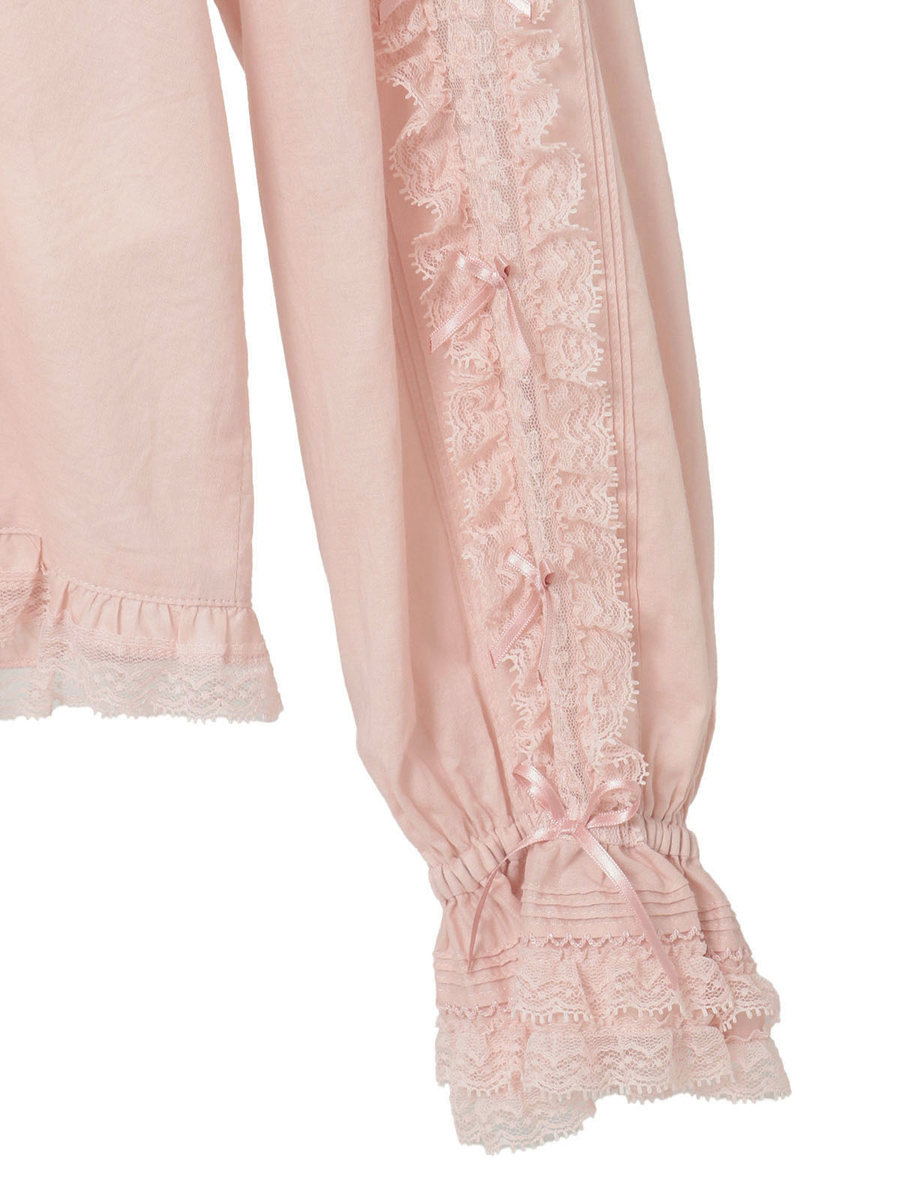 レース＆リボン使いローンブラウス 詳細画像 アカ 4