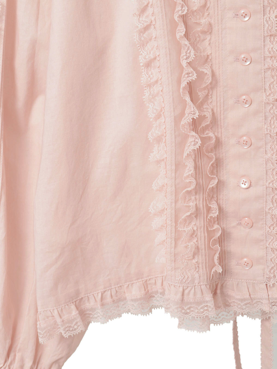 レース＆リボン使いローンブラウス 詳細画像 アカ 5