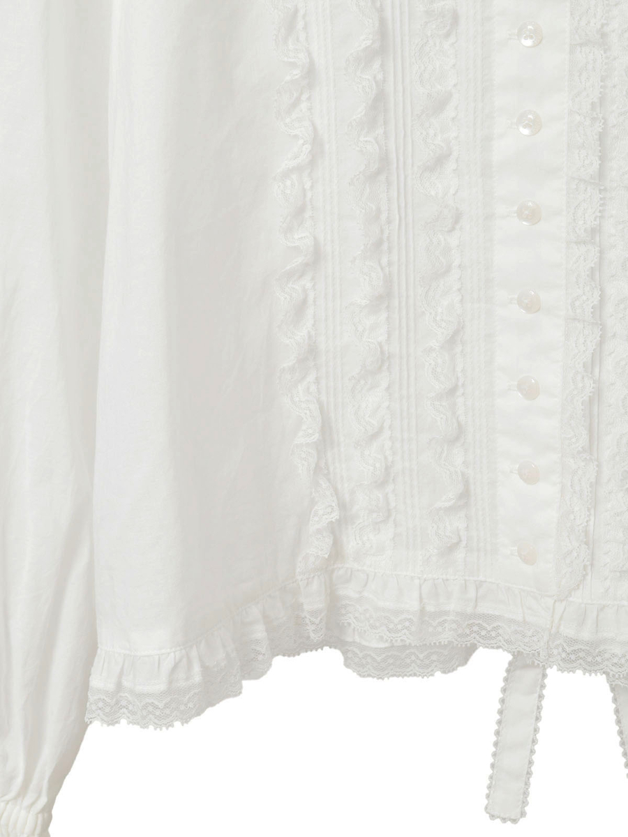 レース＆リボン使いローンブラウス 詳細画像 アカ 9