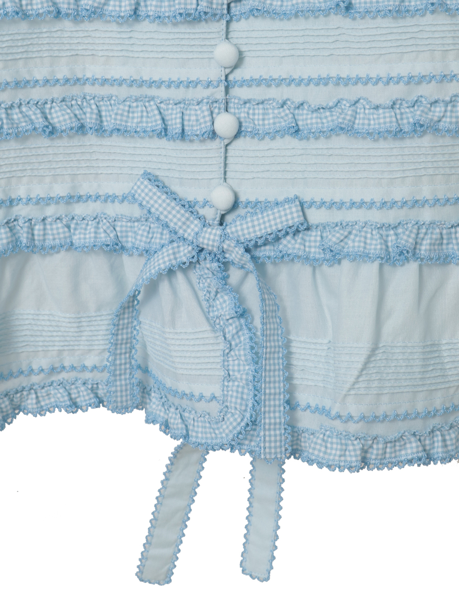 ギンガムフリル使いローンノースリーブブラウス 詳細画像 ラベンダー 6