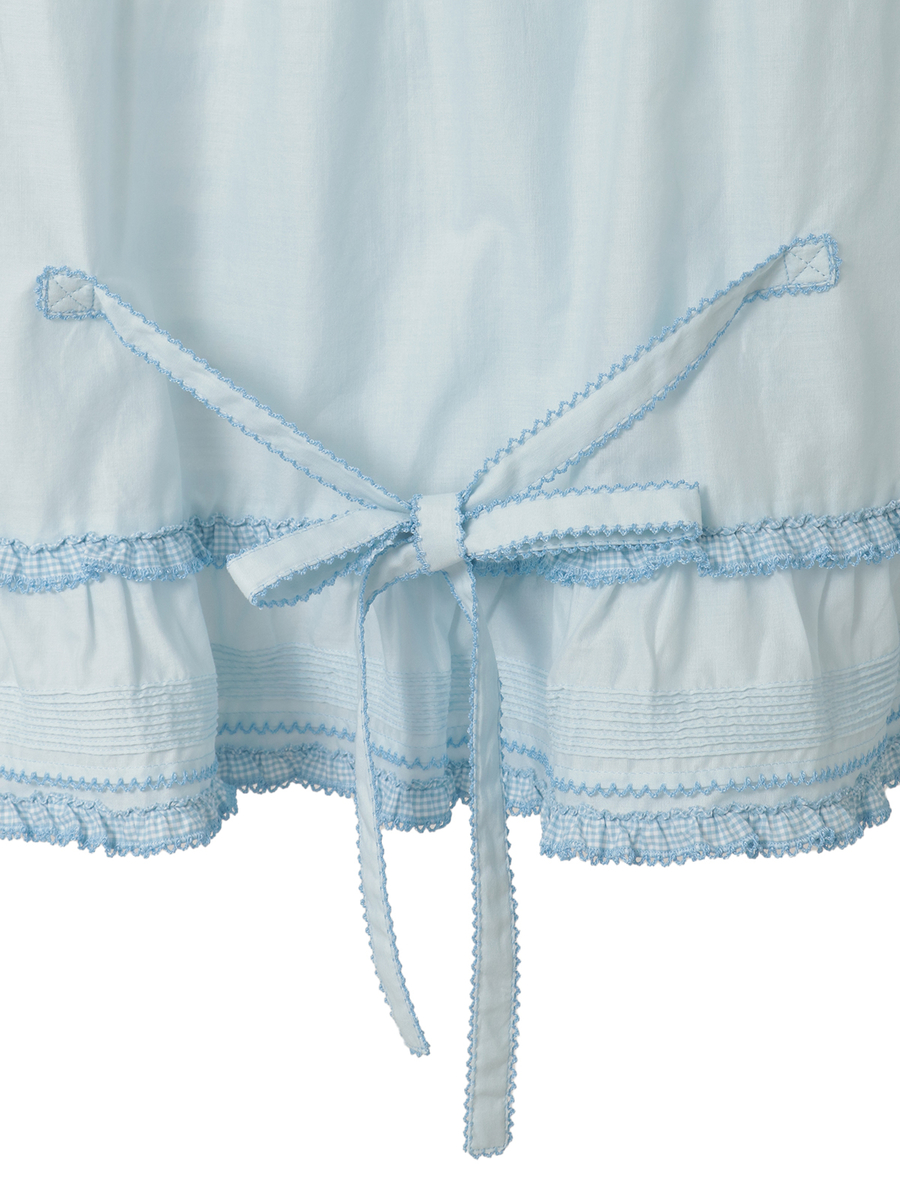 ギンガムフリル使いローンノースリーブブラウス 詳細画像 ラベンダー 7