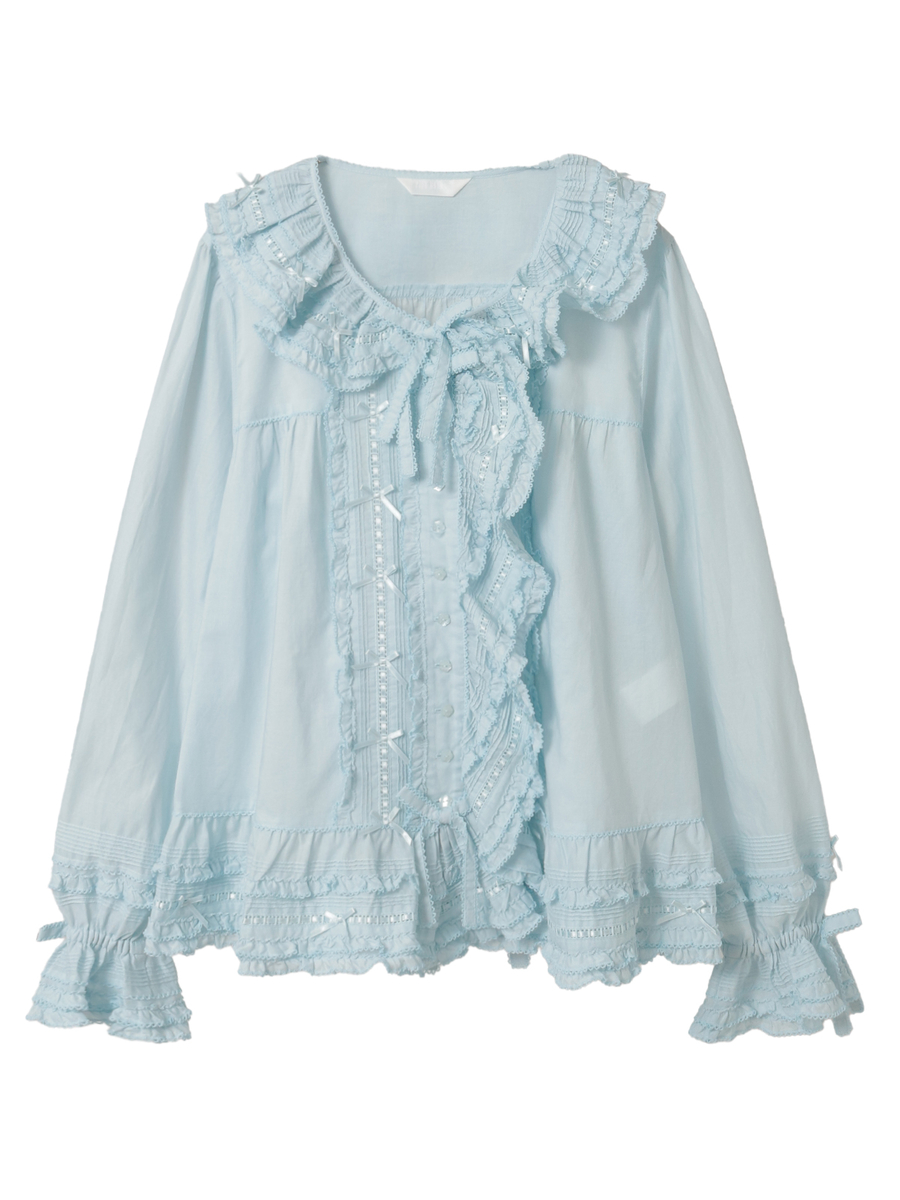 ミニリボンいっぱいローンオーバーブラウス 詳細画像 ソライロ 1