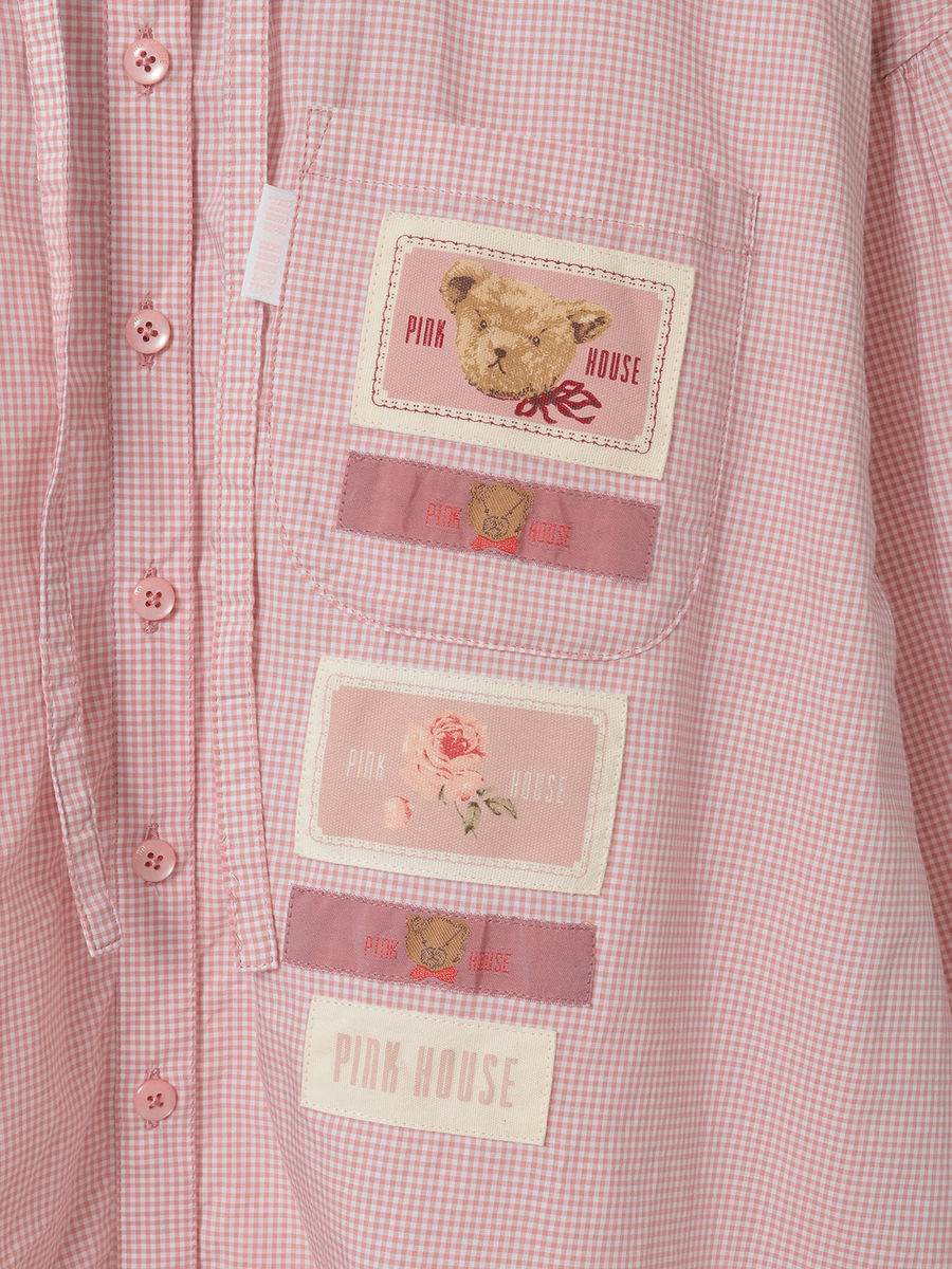 ネームワッペン使いギンガムフードブラウス 詳細画像 クロ 10