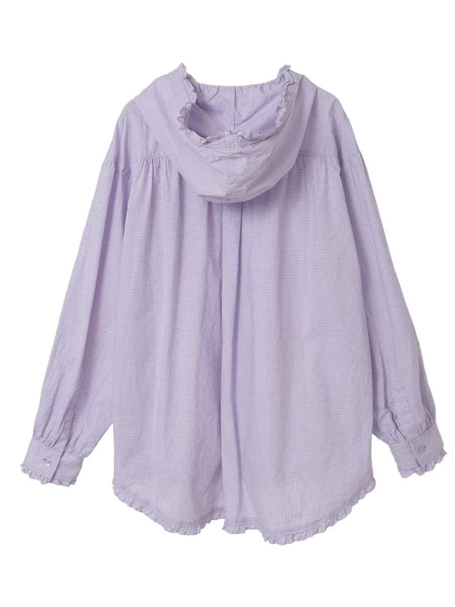 ネームワッペン使いギンガムフードブラウス 詳細画像 クロ 2