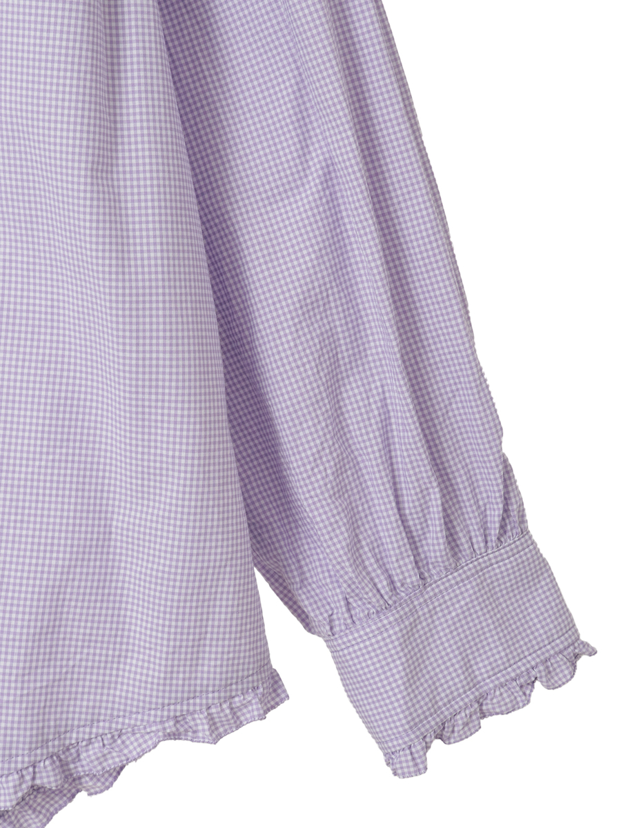 ネームワッペン使いギンガムフードブラウス 詳細画像 クロ 5