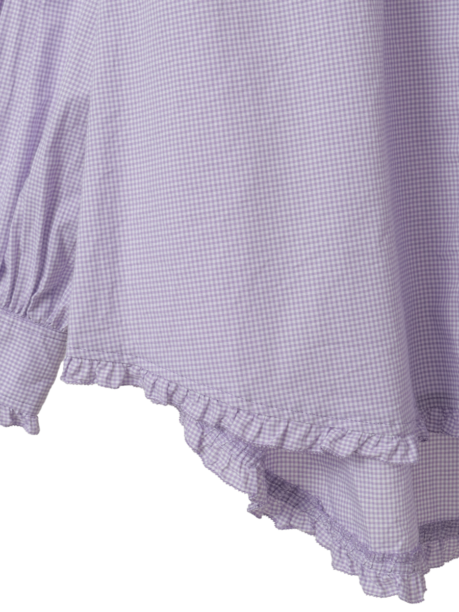 ネームワッペン使いギンガムフードブラウス 詳細画像 クロ 6